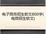 电子商务招生软文800字(电商招生软文)