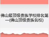 佛山最顶级贵族学校排名第一(佛山顶级贵族名校)