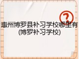惠州博罗县补习学校哪里有(博罗补习学校)