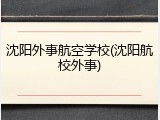 沈阳外事航空学校(沈阳航校外事)