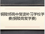 铜陵郊高中复读补习学校学费(铜陵高复学费)