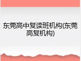 东莞高中复读班机构(东莞高复机构)