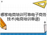 哪家电商培训可靠电子商务技术(电商培训靠谱)