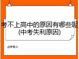 考不上高中的原因有哪些呢(中考失利原因)