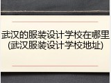 武汉的服装设计学校在哪里(武汉服装设计学校地址)