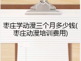 枣庄学动漫三个月多少钱(枣庄动漫培训费用)
