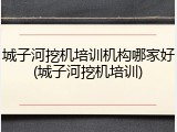 城子河挖机培训机构哪家好(城子河挖机培训)