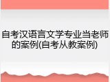 自考汉语言文学专业当老师的案例(自考从教案例)