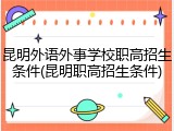 昆明外语外事学校职高招生条件(昆明职高招生条件)