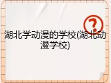 湖北学动漫的学校(湖北动漫学校)