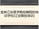 宜宾江安县学数控编程的培训学校(江安数控培训)