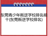 东莞青少年叛逆学校排名前十(东莞叛逆学校排名)