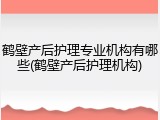 鹤壁产后护理专业机构有哪些(鹤壁产后护理机构)