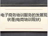 电子商务培训服务的发展现状是(电商培训现状)