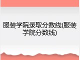 服装学院录取分数线(服装学院分数线)