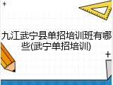九江武宁县单招培训班有哪些(武宁单招培训)
