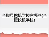 全椒县挖机学校有哪些(全椒挖机学校)