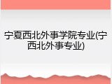 宁夏西北外事学院专业(宁西北外事专业)