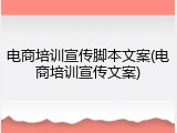 电商培训宣传脚本文案(电商培训宣传文案)