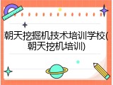 朝天挖掘机技术培训学校(朝天挖机培训)