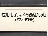 应用电子技术有前途吗(电子技术前景)