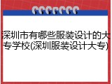 深圳市有哪些服装设计的大专学校(深圳服装设计大专)