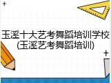 玉溪十大艺考舞蹈培训学校(玉溪艺考舞蹈培训)