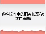 数控操作中的职务和职称(数控职岗)