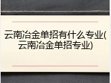 云南冶金单招有什么专业(云南冶金单招专业)
