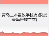 青岛二本贵族学校有哪些(青岛贵族二本)