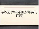 学校订少年诗刊(少年诗刊订阅)