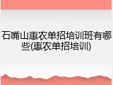 石嘴山惠农单招培训班有哪些(惠农单招培训)
