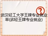 武汉轻工大学王牌专业就业率(武轻王牌专业就业)