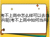 考不上高中怎么样可以去当兵呢(考不上高中如何当兵)