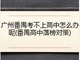 广州番禺考不上高中怎么办呢(番禺高中落榜对策)