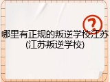 哪里有正规的叛逆学校江苏(江苏叛逆学校)
