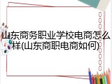 山东商务职业学校电商怎么样(山东商职电商如何)