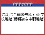 昆明冶金高等专科 中职学校地址(昆明冶专中职地址)