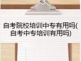 自考院校培训中专有用吗(自考中专培训有用吗)