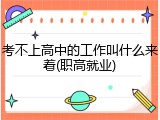 考不上高中的工作叫什么来着(职高就业)