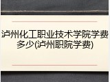 泸州化工职业技术学院学费多少(泸州职院学费)