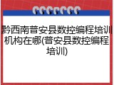 黔西南普安县数控编程培训机构在哪(普安县数控编程培训)