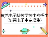 东莞电子科技学校中专招生(东莞电子中专招生)