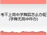 考不上高中学舞蹈怎么办呢(学舞无高中咋办)