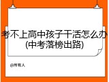 考不上高中孩子干活怎么办(中考落榜出路)