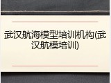 武汉航海模型培训机构(武汉航模培训)