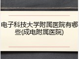 电子科技大学附属医院有哪些(成电附属医院)