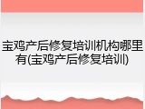 宝鸡产后修复培训机构哪里有(宝鸡产后修复培训)
