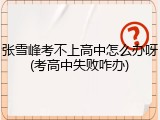 张雪峰考不上高中怎么办呀(考高中失败咋办)