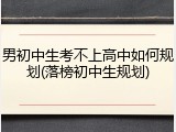 男初中生考不上高中如何规划(落榜初中生规划)